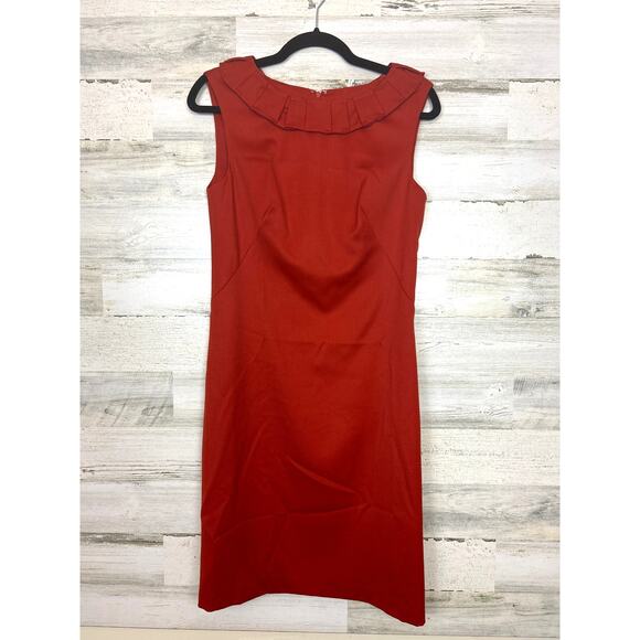 Badgley Mischka Women’s 8 Dark Orange Wool Lined Mini Cocktail Dress - Picture 1 of 7